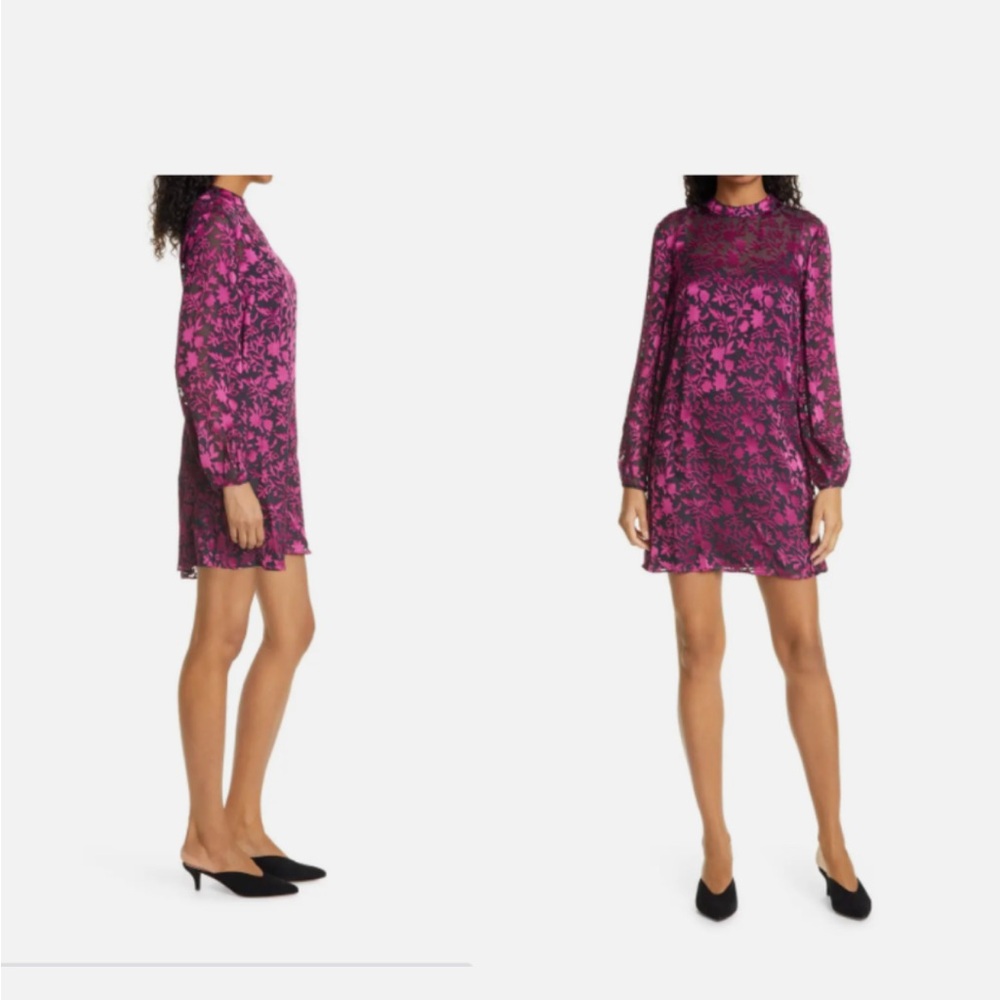 Club Monaco Fuchsia Floral Long Sleeve Dress